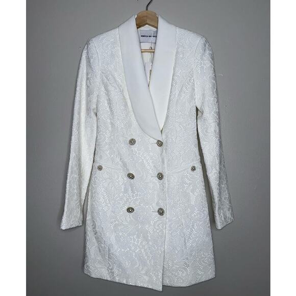 Rebecca Vallance NWT Hariet Blazer Mini Dress Ivory Lace Size US 4 Pearl Buttons - Picture 3 of 10
